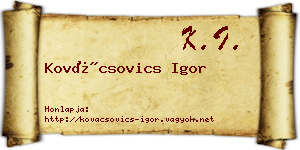 Kovácsovics Igor névjegykártya